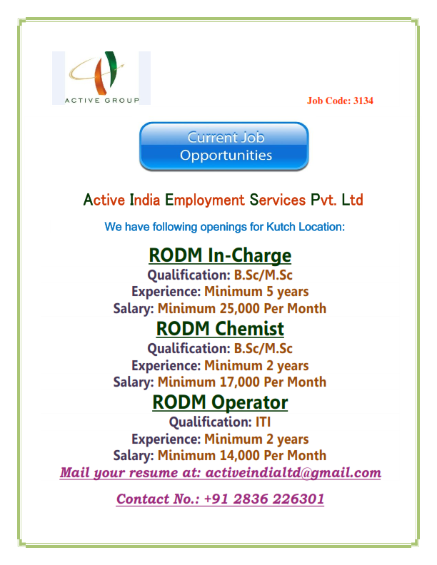 Job Openings for Kutch Location